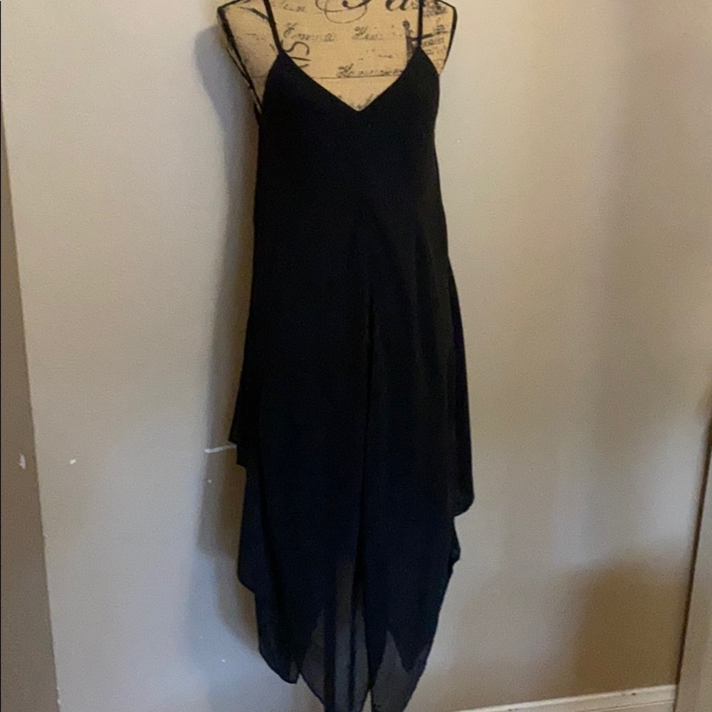 Black dress w/adjustable straps and sheer overlay